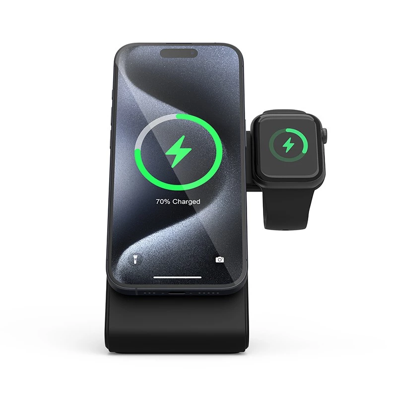 Indoor nabíjačka Crong CRG-MSPS-BLK smartwatch čierna Lightning USB bezdrôtová