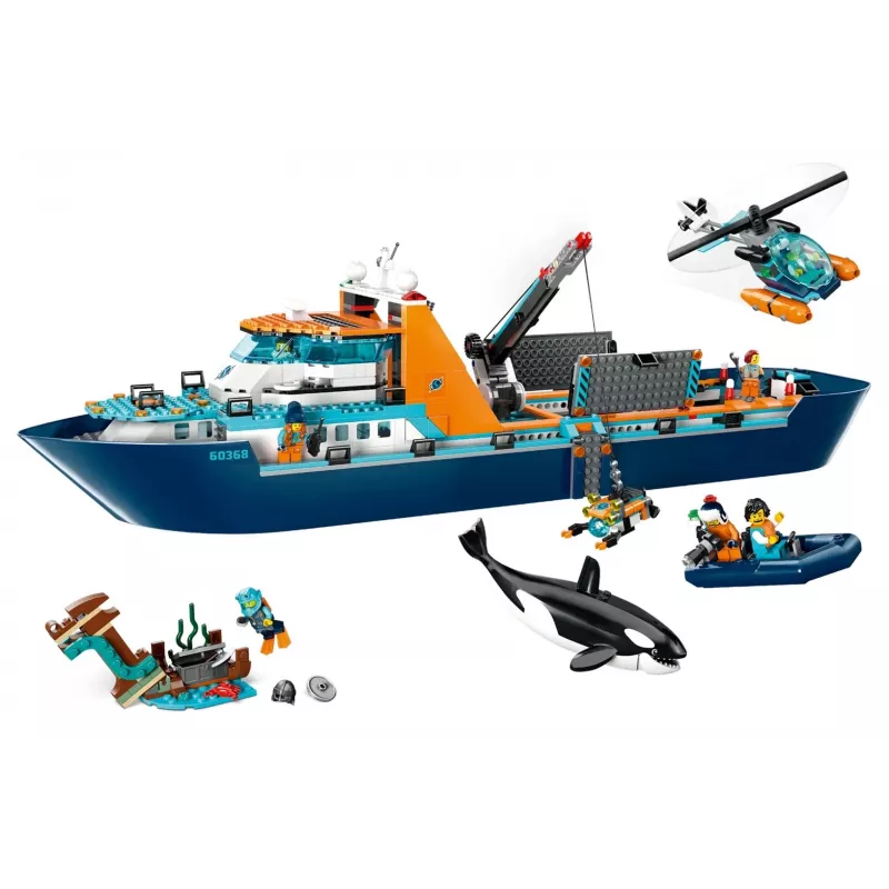 Stavebnica LEGO City Arktická expedičná loď 60368 — 815 dielov, 7+ rokov, obsahuje 4 minifigúrky