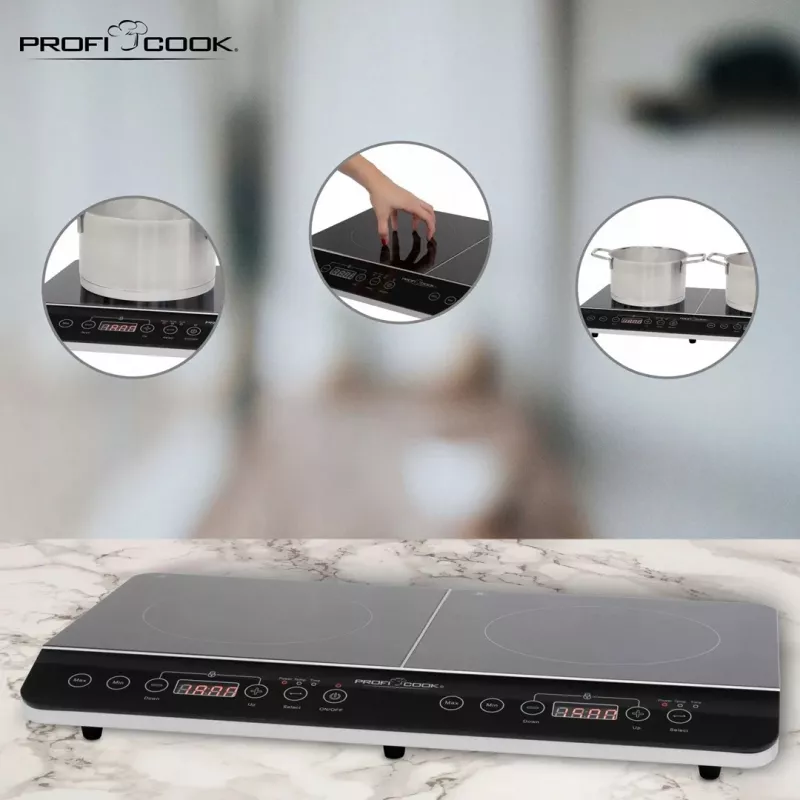 PROFI COOK PC-DKI 1067 indukčná varná doska, 3500W, 2 varné zóny, čierna