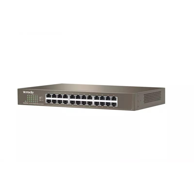 Neupravovaný switch TENDA TEG1024D 24-port Gigabit Ethernet, 48 Gbps, 8000 MAC tabuľka, modrý