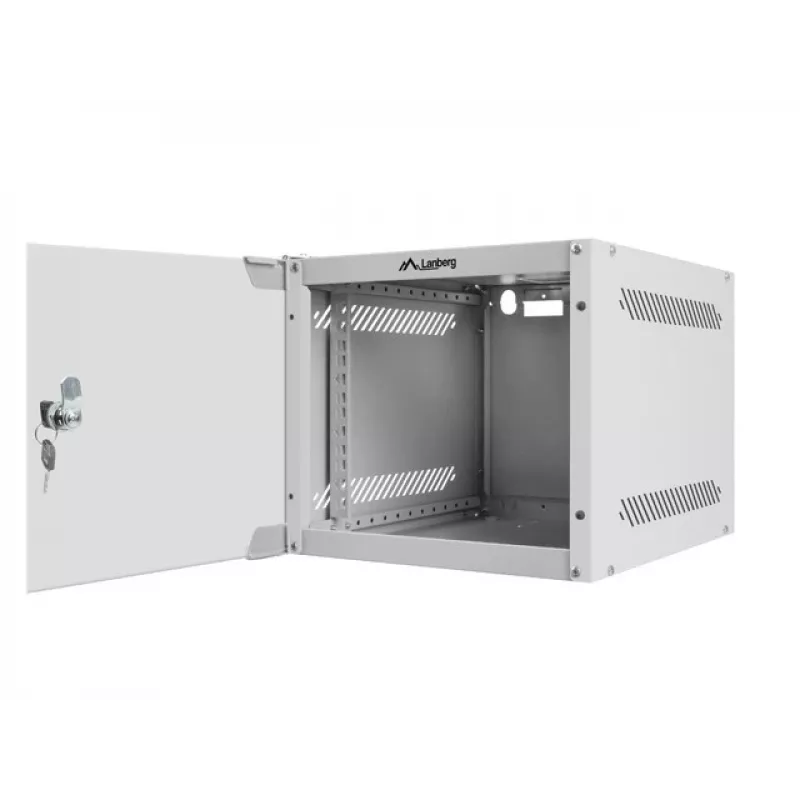 Lanberg WF10-2304-10S nástenná rack skriňa 10" 4U, 280×310 mm, sklenené dvere, 20 kg, sivá (RAL 7035)