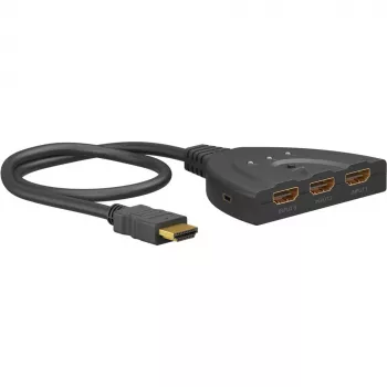 HDMI prepínač 3 to 1 (4K @ 60Hz), HDMI switch (čierna, 55cm kábel)