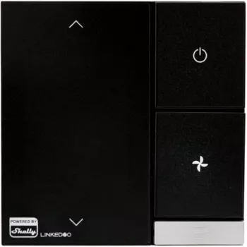 Smart HVAC termostat Shelly LinkedGo čierna – digitálny WLAN (802.11b/g/n), 87×87×35 mm