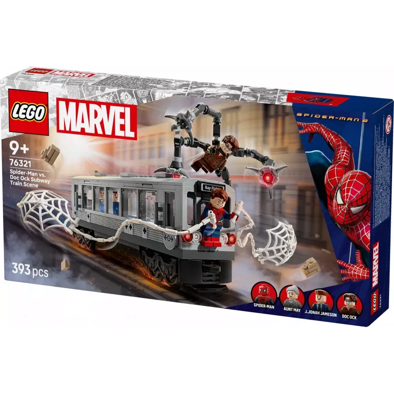 LEGO Marvel Super Heroes 76321 Spider-Man Doc Ock Subway Showdown stavebná hračka, 393 dielov, 4 minifigúrky, vek 9+