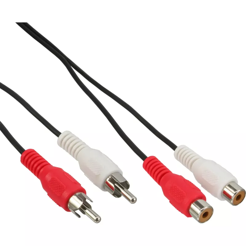 InLine audio kábel 2x RCA konektor samec / konektor samica 20 m, 2 x RCA, konektor samec, 2 x RCA, konektor samica, 20 m, čierny