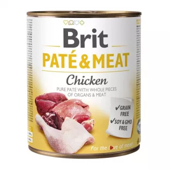BRIT Paté & Meat s kuracím mäsom - mokré krmivo pre psov - 800g