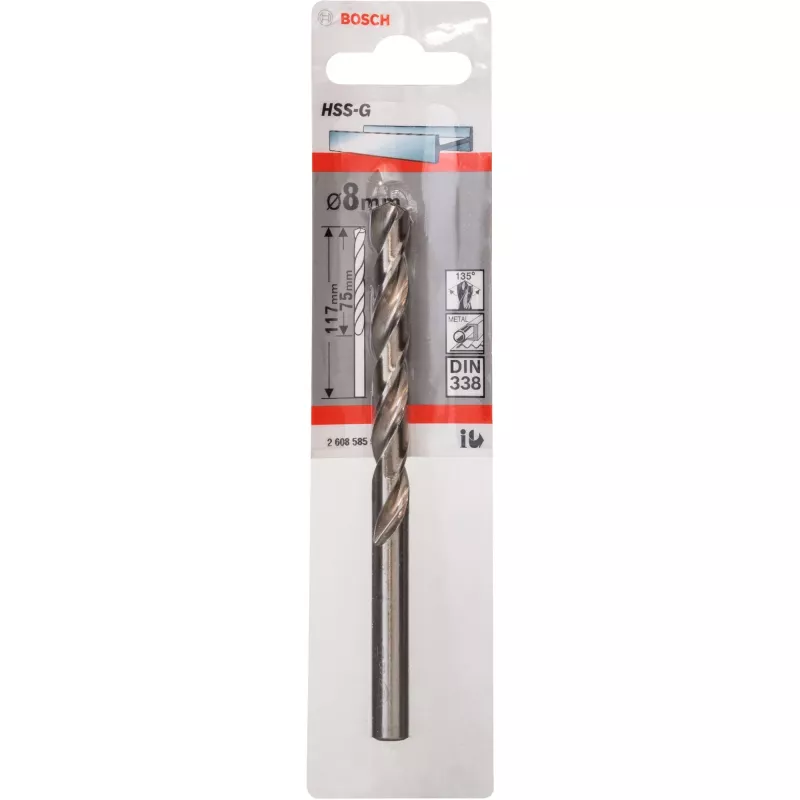 Vrták do kovu Bosch Metal HSS-G DIN 338 8 mm