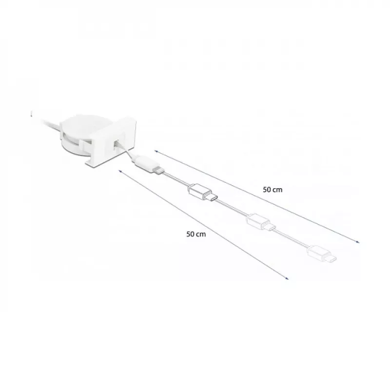 Kábel DeLOCK Easy 45 modul USB 2.0 zasúvací kábel USB Type-A na 8 Pin Lightning konektor samica biely