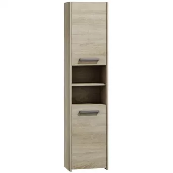Kúpeľňová stojaca skrinka Top e shop S40 SONOMA – dubový rám, voľne stojaca, 6 políc, 400×300×1700 mm