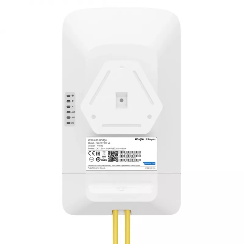 Ruijie Reyee RG-EST350 V2 bezdrôtový most 5 GHz 802.11ac dvojprúdový, 867 Mb/s, 5 km, 15 dB, PoE, biely
