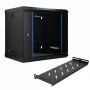 EXTRALINK LITE 9U 530X400 nástenný rack, čierny, s odkladacou policou