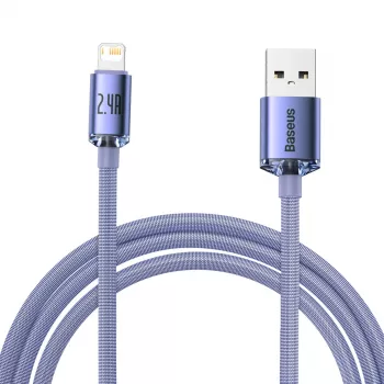 Kábel Baseus Crystal Shine USB na Lightning, 2,4A, 2m (fialová)