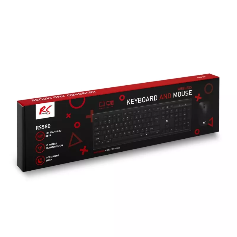 NanoRS bezdrôtová klávesnica a myš combo s ergonomickým dizajnom – RS580 pre plynulé a efektívne používanie