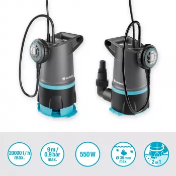 Ponorné čerpadlo GARDENA 09018-47 — 550 W motor na odstraňovanie a odvádzanie vody