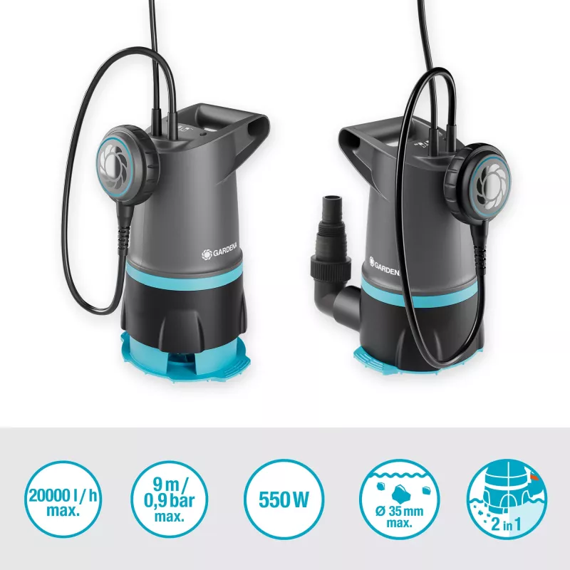 Ponorné čerpadlo GARDENA 09018-47 — 550 W motor na odstraňovanie a odvádzanie vody