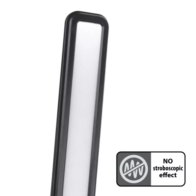 LED stolová lampa MACLEAN MCE614B — stmievateľná, sklopné nastaviteľné rameno, 9W, 3000K/4500K/6500K, čierna