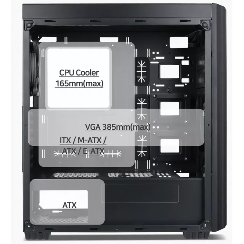Gembird Fornax K500 ATX počítačová skriňa, Midi-Tower, čierna
