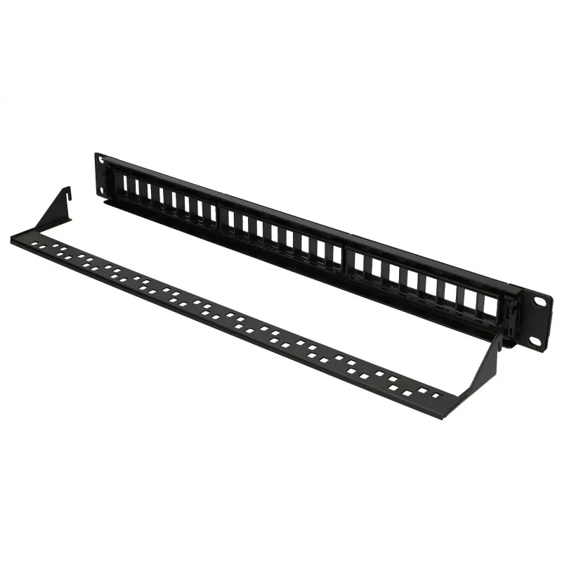 Patch panel Extralink 24-port U/UTP (UTP) modulárny, 1U, čierny, šírka 482,6 mm