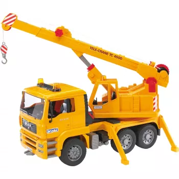 Žeriavové nákladné auto BRUDER MAN BR-02754, ABS konštrukcia, žlté, pre deti od 4 rokov (bez svetelného a zvukového modulu)