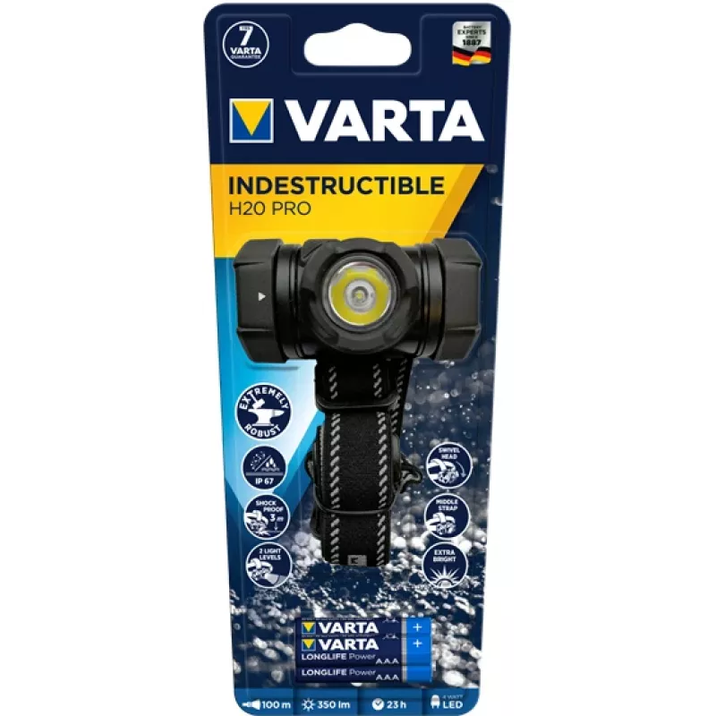 Čelová lampa Varta INDESTRUCTIBLE H20 PRO čierna LED 350 lm