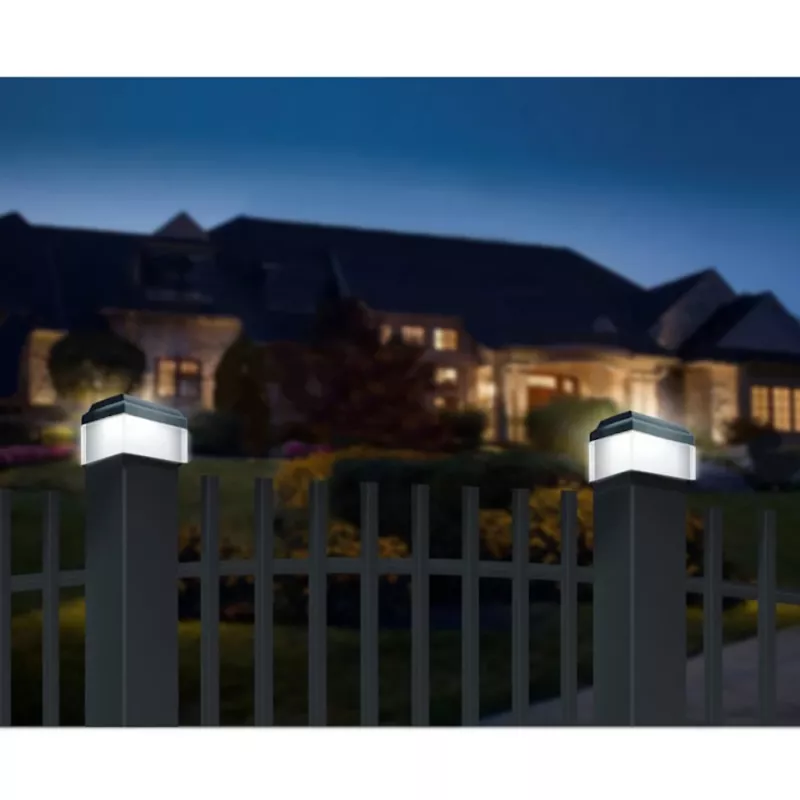 GB128 LED solárne svietidlo na stĺpiky plotu a do záhrady, čierna - zelená modrá
