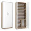 Registratúrna skriňa OLIV 2D 74x35x180 cm, dub Sonoma/biela