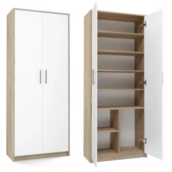 Registratúrna skriňa OLIV 2D 74x35x180 cm, dub Sonoma/biela