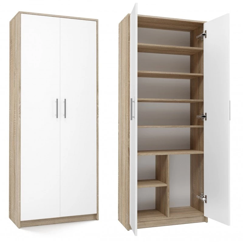 Registratúrna skriňa OLIV 2D 74x35x180 cm, dub Sonoma/biela
