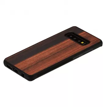Puzdro na smartphone man and wood pre Samsung Galaxy S10 — eben čierna, ochranná drevená zadná strana a nárazníky