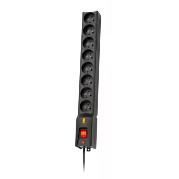 Zásuvkový blok LESTAR LXA 816 G-A K čierny 8 AC zásuviek 230 V