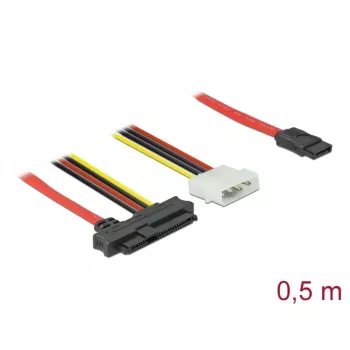 Delock - SATA/SAS kábel - SAS 12Gbit/s - interné napájanie, 4-pin, interný SAS, 29-pin (SFF-8482) na SATA (W) - 50 cm