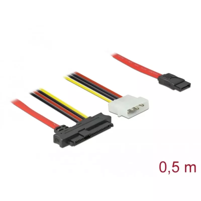 Delock - SATA/SAS kábel - SAS 12Gbit/s - interné napájanie, 4-pin, interný SAS, 29-pin (SFF-8482) na SATA (W) - 50 cm