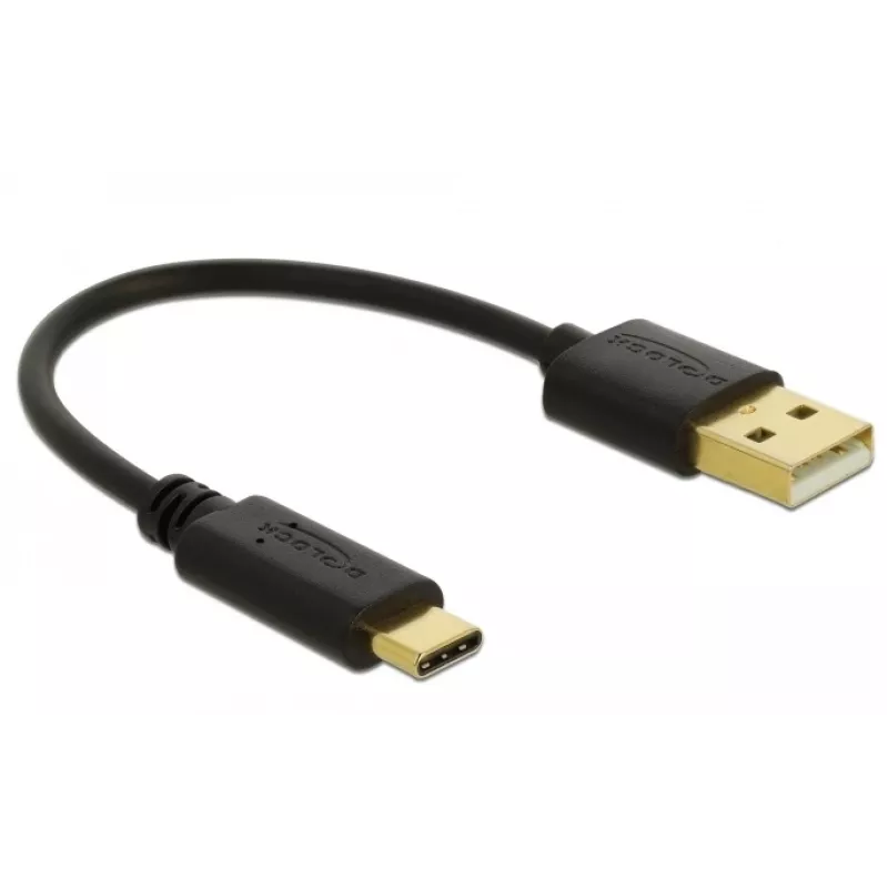 DeLOCK USB nabíjací kábel Type-A na USB Type-C 15 cm čierny