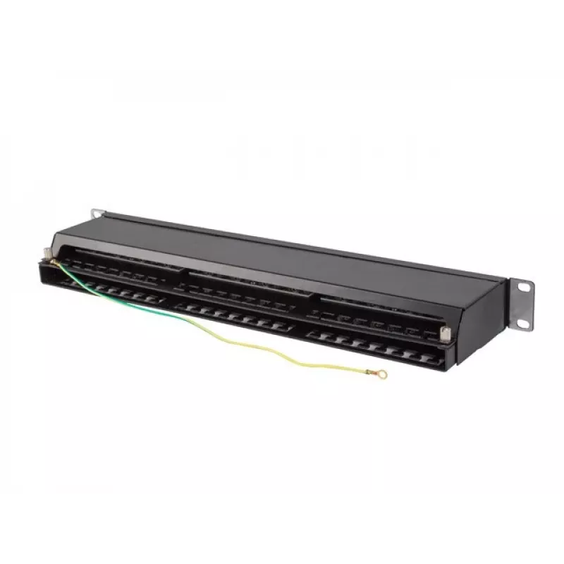 PATCH PANEL 48 PORT 1U 19 CAT6A FTP TIENENÝ ČIERNY LANBERG