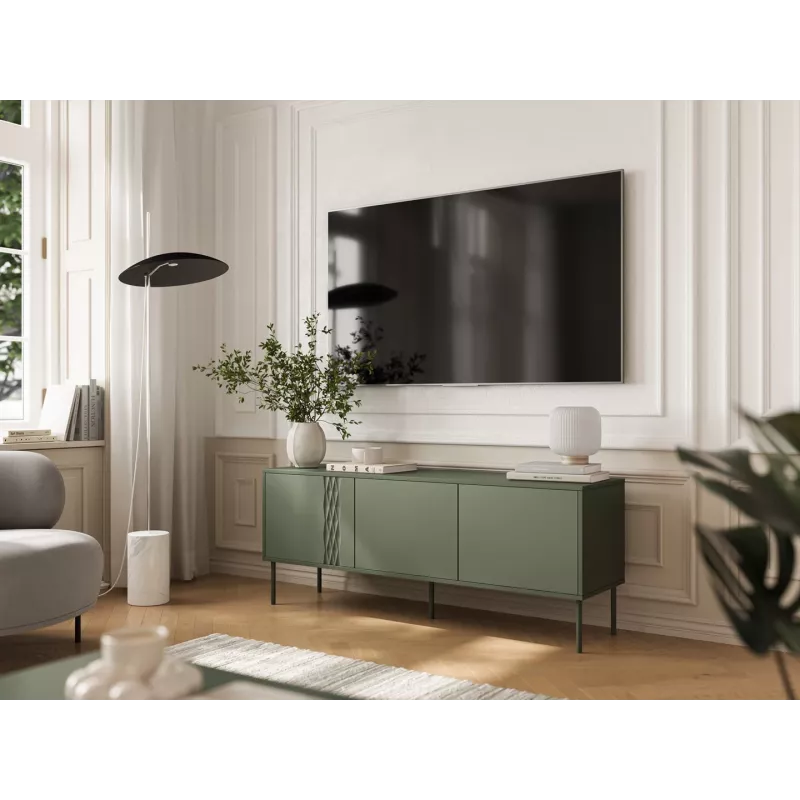 Cama RTV 3D TRESSE skriňa 150x40x55 matná zelená