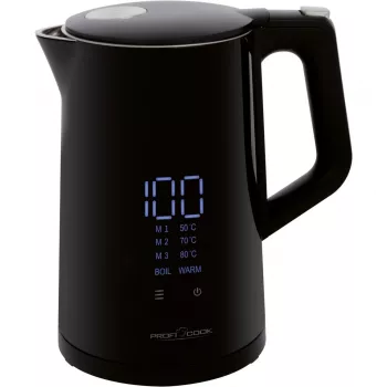 Kanvica ProfiCook PCWKS1243 — 1,7 l, 2200 W, regulácia teploty 50–100°C, čierna