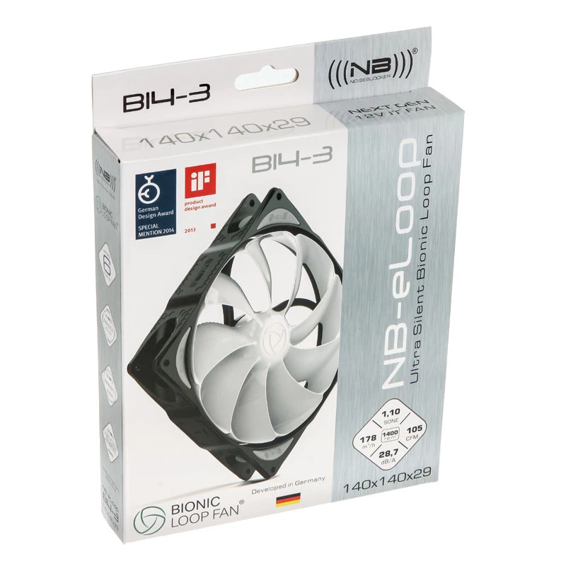 NOISEBLOCKER B14-3 140mm skriňový ventilátor - čierny
