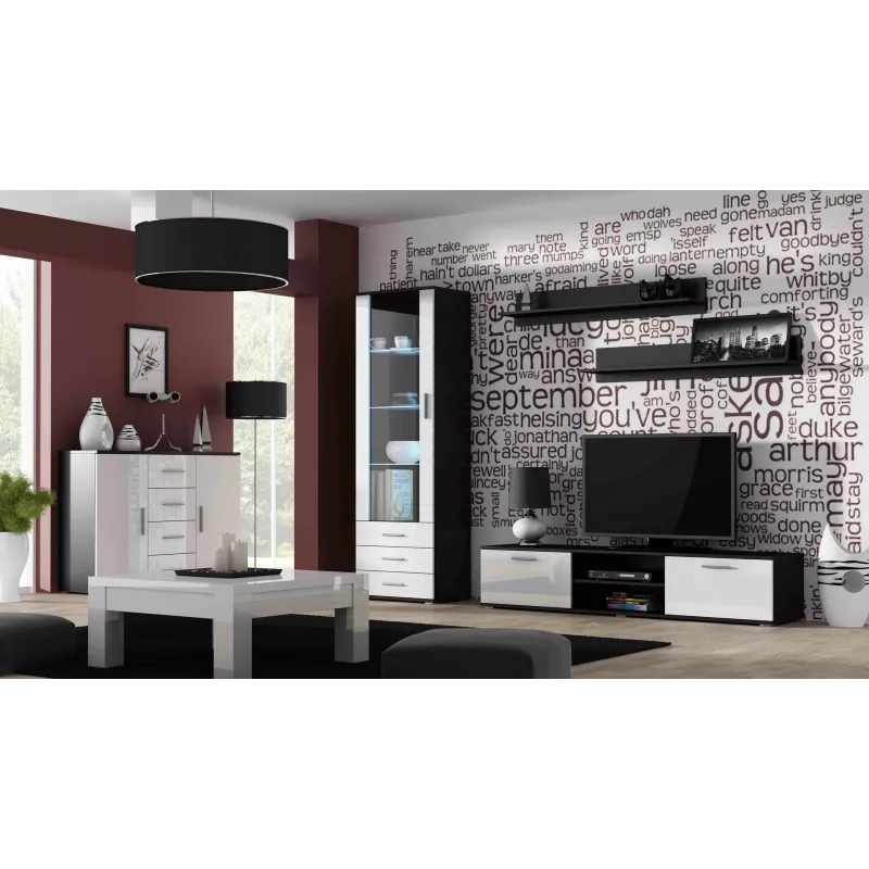 Cama obývacia komoda UNI čierna/biela lesklá