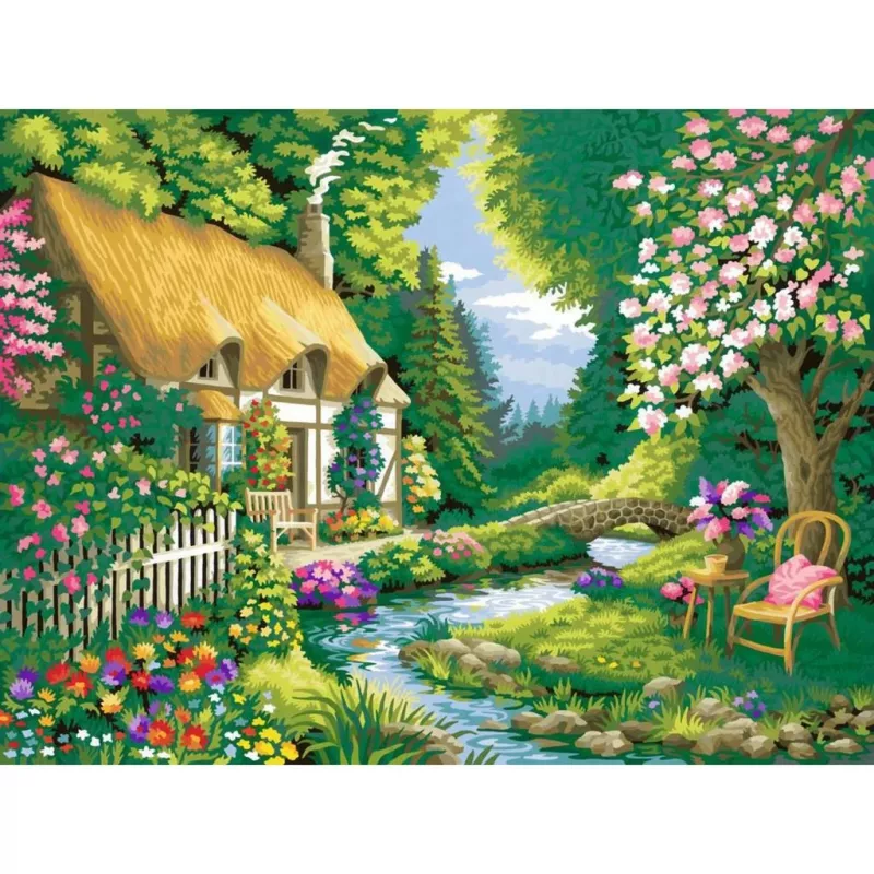 Ravensburger CreArt sada na maľovanie podľa čísel Landhaus am Fluss (Vidiecky dom pri rieke)