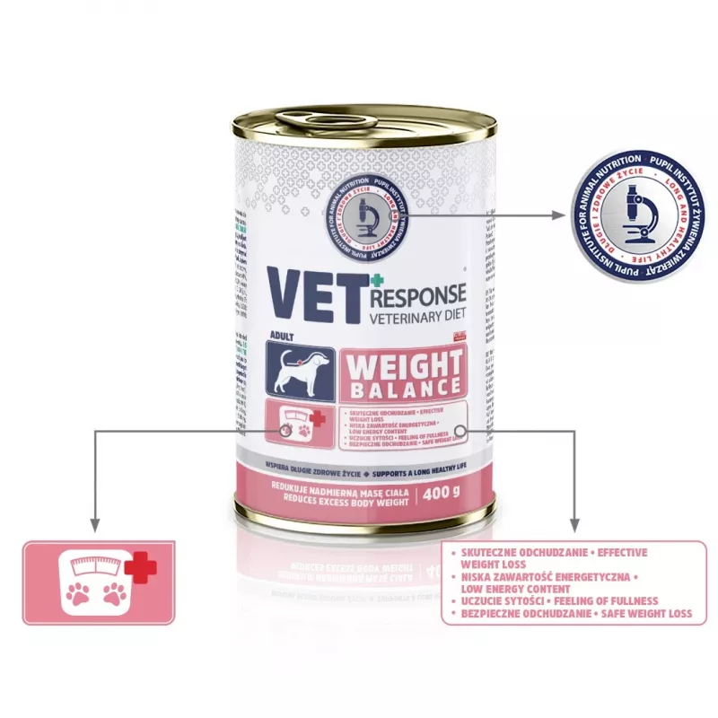 VET RESPONSE Weight balance - mokré krmivo pre psov - 400 g