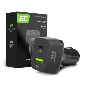 Auto nabíjačka Green Cell CAD33, 42 W, USB-C PD + USB-A QC3.0, 12/24 V vstup, 5–12 V výstup