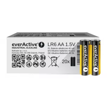 Alkalická jednorazová batéria everActive EVLR6S2IK AA 1,5 V — 40 ks balenie