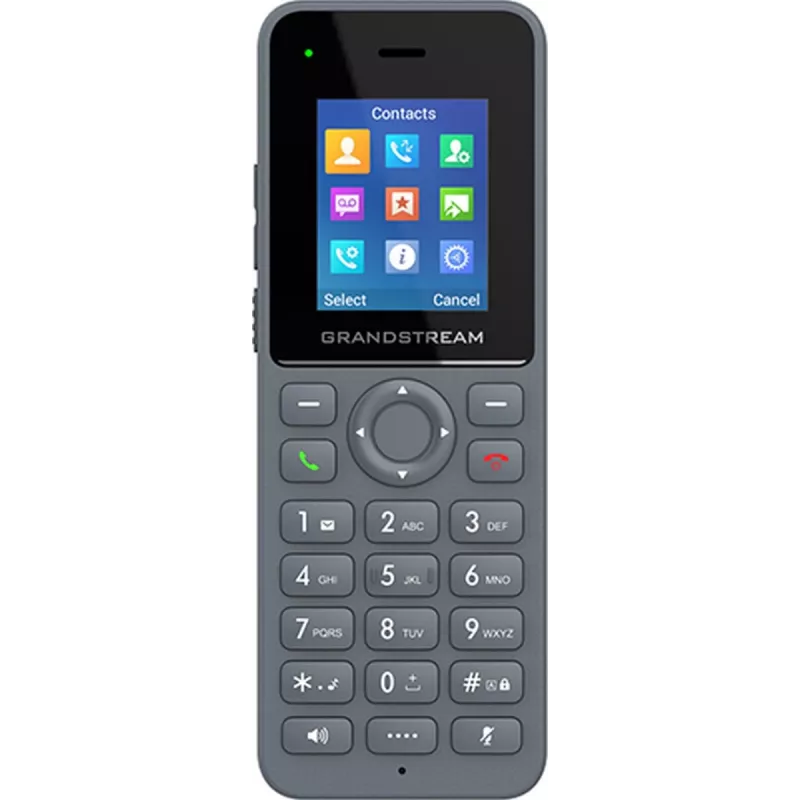 Grandstream DP725 bezdrôtové DECT HD slúchadlo, 1,8-palcový farebný TFT displej, 20 SIP účtov/liniek, push-to-talk, sivé