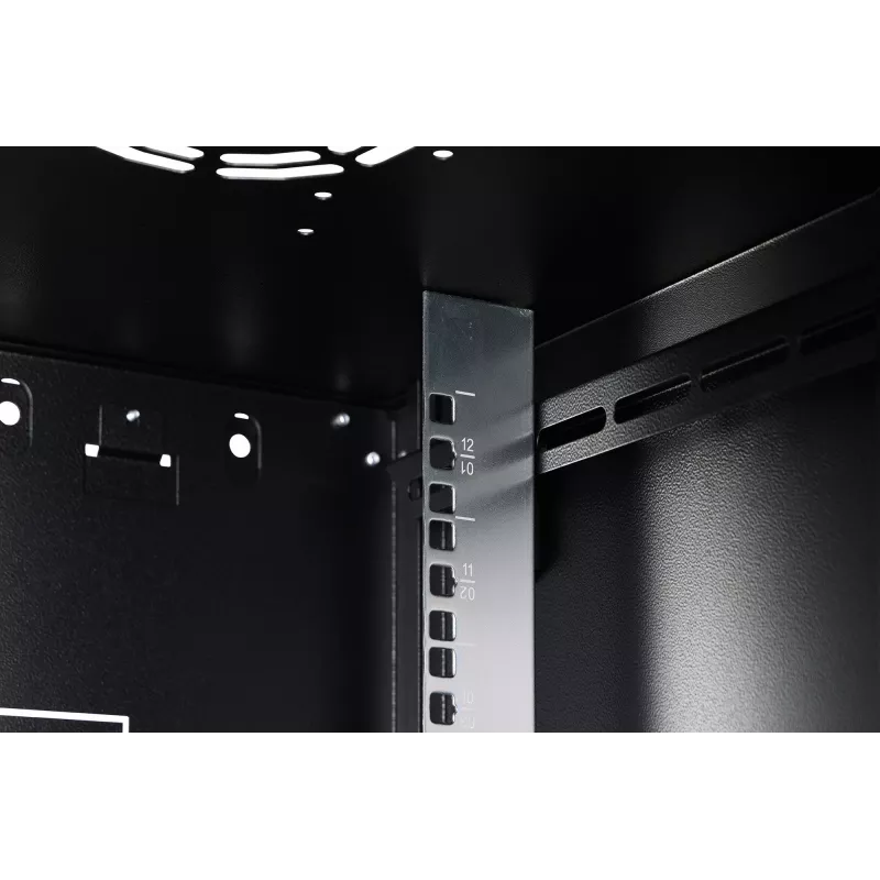 Nástenný sieťový rozvádzač DIGITUS Dynamic-N DN-37111 — 12U, 600 x 600 mm, IP20, kľúčový zámok