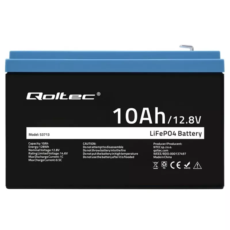 Akumulátorový balík LiFePO4 QOLTEC 10Ah 12,8V 128Wh s integrovaným BMS