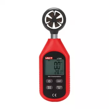 Ručný anemometer Unit UT363 — meranie rýchlosti vetra a teploty, kompaktný prenosný prístroj