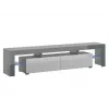 TV stojan Cama Meble TORO 200 — 2000×350×410 mm, sivá vrchná doska z drevotriesky, sivá/biela lesklá