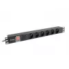 Rozvodná jednotka LANBERG PDU-06E-0200-BK — 6x výstupy typu E, 16 A, kábel 2 m, 1U rack, 220–250 V
