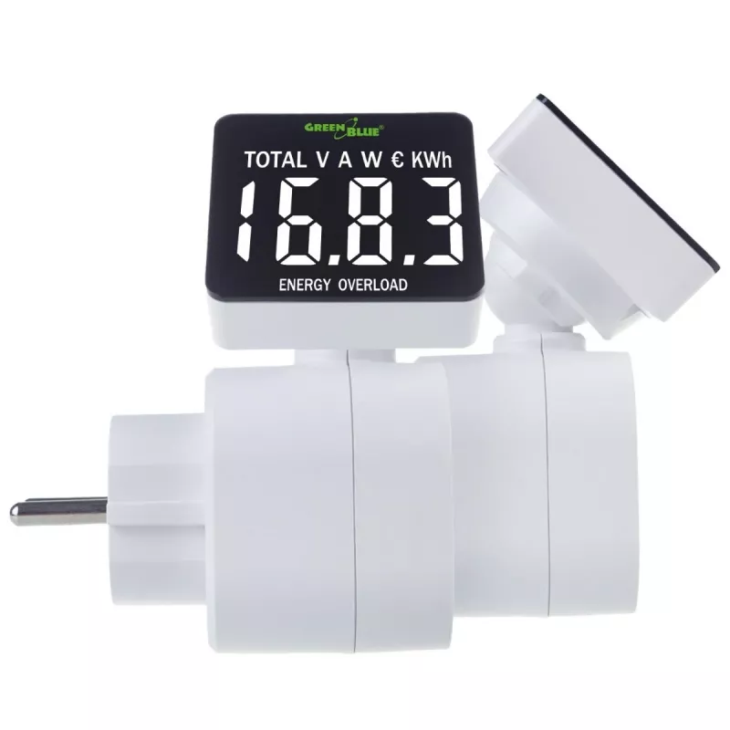 Energetický wattmeter GreenBlue GB620E pre 220-V sieť, max. 16 A, zástrčný merač prúdu/energie