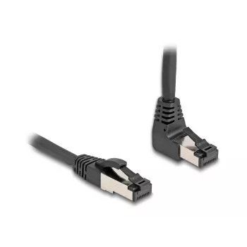 Sieťový kábel DeLOCK RJ45 Cat.8.1 90° ohnutý nadol / rovný 2 m čierny